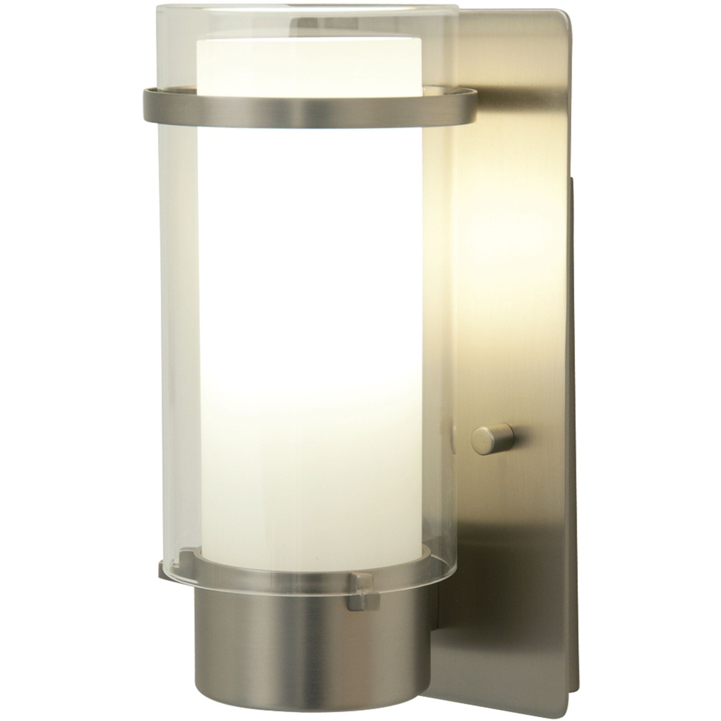 Essex Sconce Wall Light in Buffed Nickel, Half Opal Glass