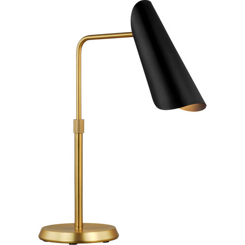 AERIN Tresa 29.25 inch 9 watt Midnight Black and Burnished Brass Task Table Lamp Portable Light in Burnished Brass / Midnight Black
