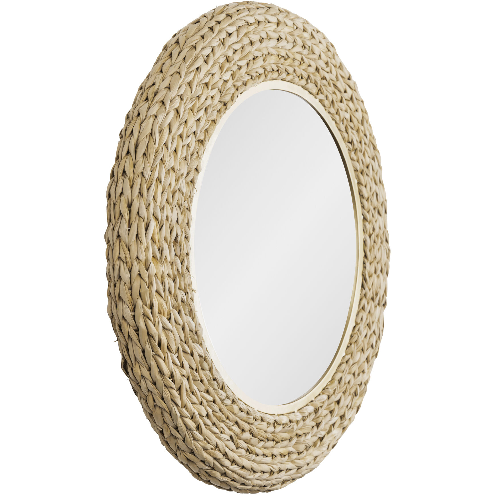 Athena 30.25 inch French Gold with Natural Seagrass Wall Mirror