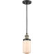 Franklin Restoration Dover LED 5 inch Black Antique Brass Mini Pendant Ceiling Light in Matte White Glass, Franklin Restoration