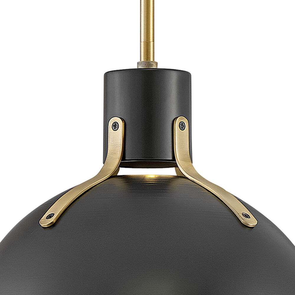Argo LED 14 inch Satin Black with Lacquered Brass Indoor Pendant Ceiling Light