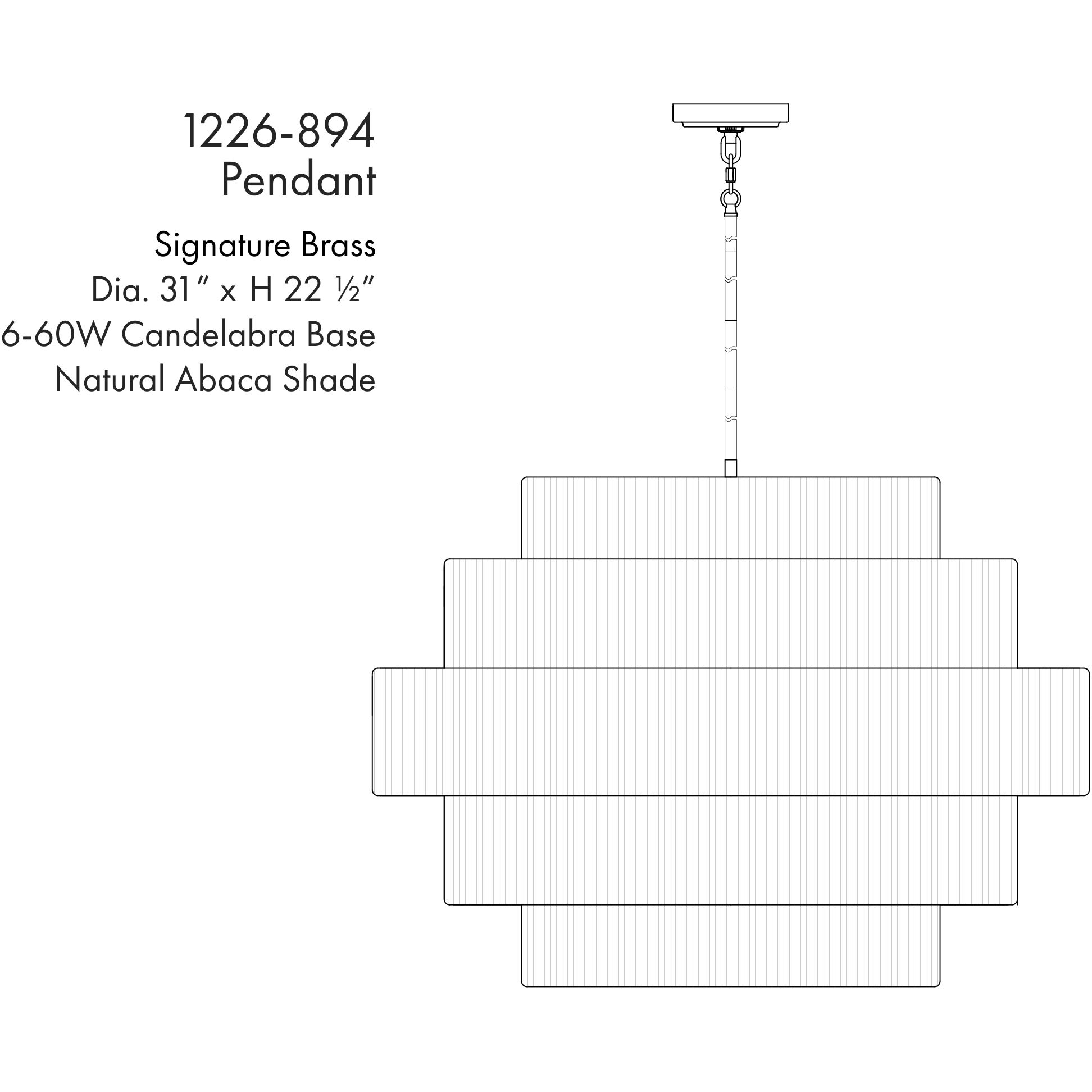 Caviana 6 Light 31 inch Signature Brass Pendant Ceiling Light
