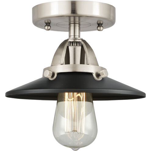 Nouveau 2 Railroad 1 Light 8 inch Brushed Satin Nickel Semi-Flush Mount Ceiling Light in Matte Black