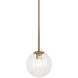 Novo 1 Light 7.88 inch Aged Gold Brass Chandelier Ceiling Light in Clear