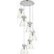 Newton Cone 6 Light 18.63 inch Polished Nickel Multi Pendant Ceiling Light in Seedy Glass