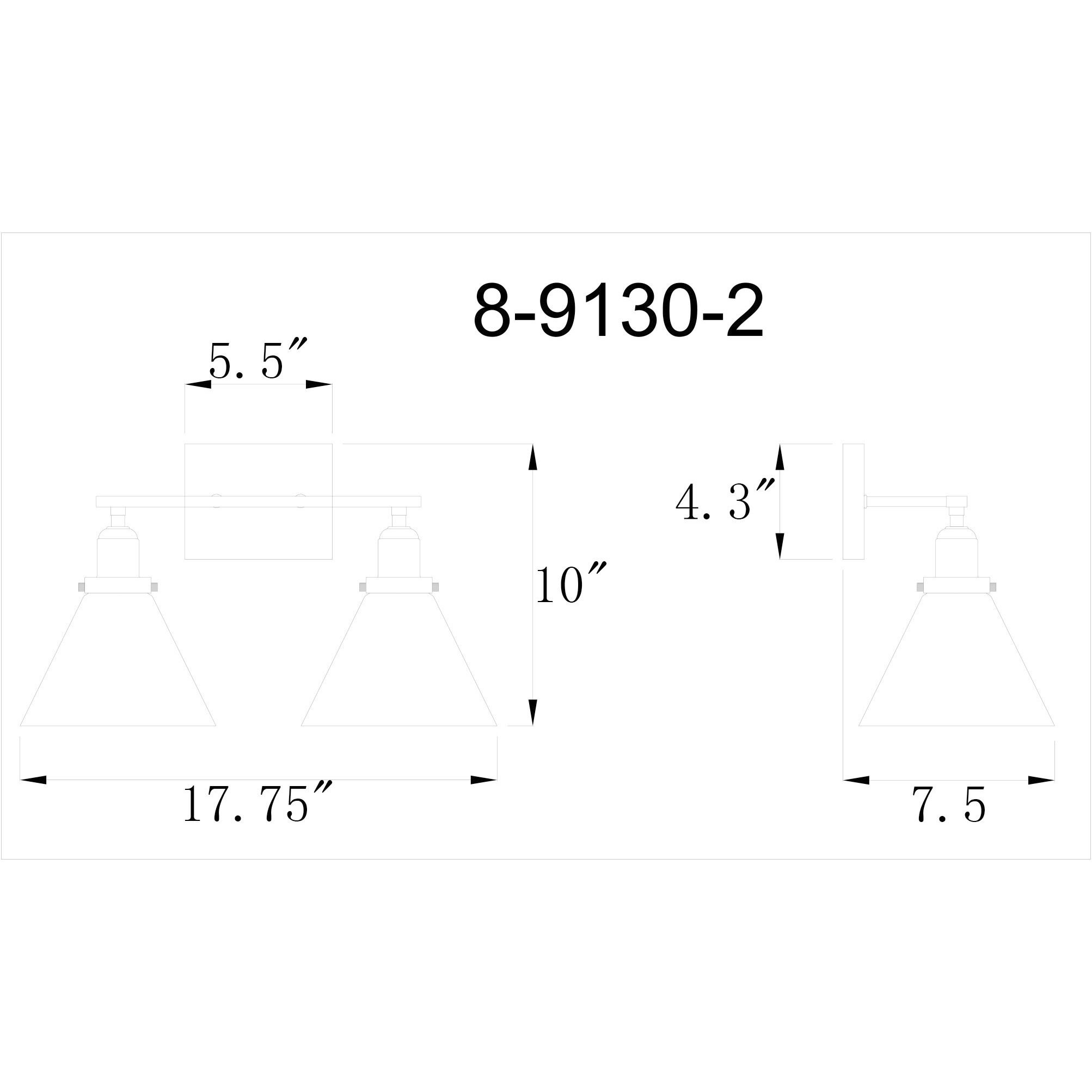 Drake 2 Light 17.75 inch Black Bathroom Vanity Light Wall Light, Essentials