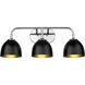 Zoey 3 Light 24.5 inch Chrome Bath Vanity Light Wall Light in Matte Black