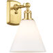 Ballston Ballston Cone LED 8 inch Satin Gold Sconce Wall Light in Matte White Glass