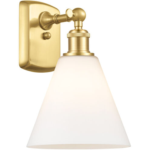 Ballston Ballston Cone LED 8 inch Satin Gold Sconce Wall Light in Matte White Glass