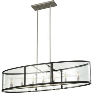Downtown 7 Light 44.5 inch Buffed Nickel And Graphite Linear Pendant Ceiling Light