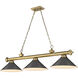 Cordon 3 Light 57.25 inch Rubbed Brass Billiard Ceiling Light in Bronze Steel
