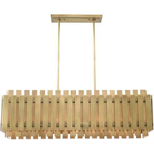 Greenwich 5 Light 42 inch Natural Brass Linear Chandelier Ceiling Light