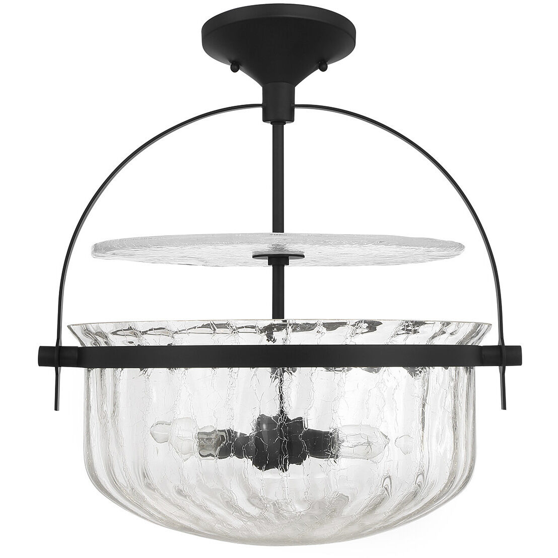 Denmar 4 Light 18 inch Matte Black Covertible SemiFlush Ceiling Light