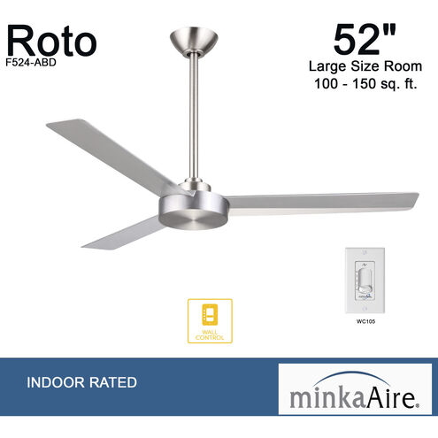 Roto 52 inch Brushed Aluminum with Silver Blades Ceiling Fan