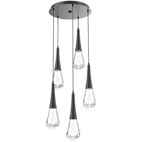 Rain Drop LED 19.3 inch Matte Black Chandelier Ceiling Light in 3000K LED, Multi-Port