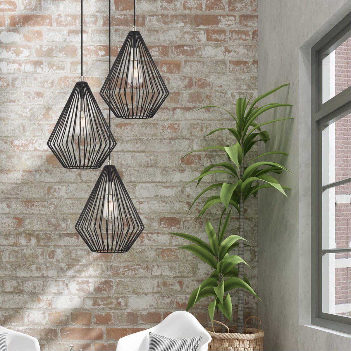 Geometric 1 Light 11.5 inch Black Mini Pendant Ceiling Light