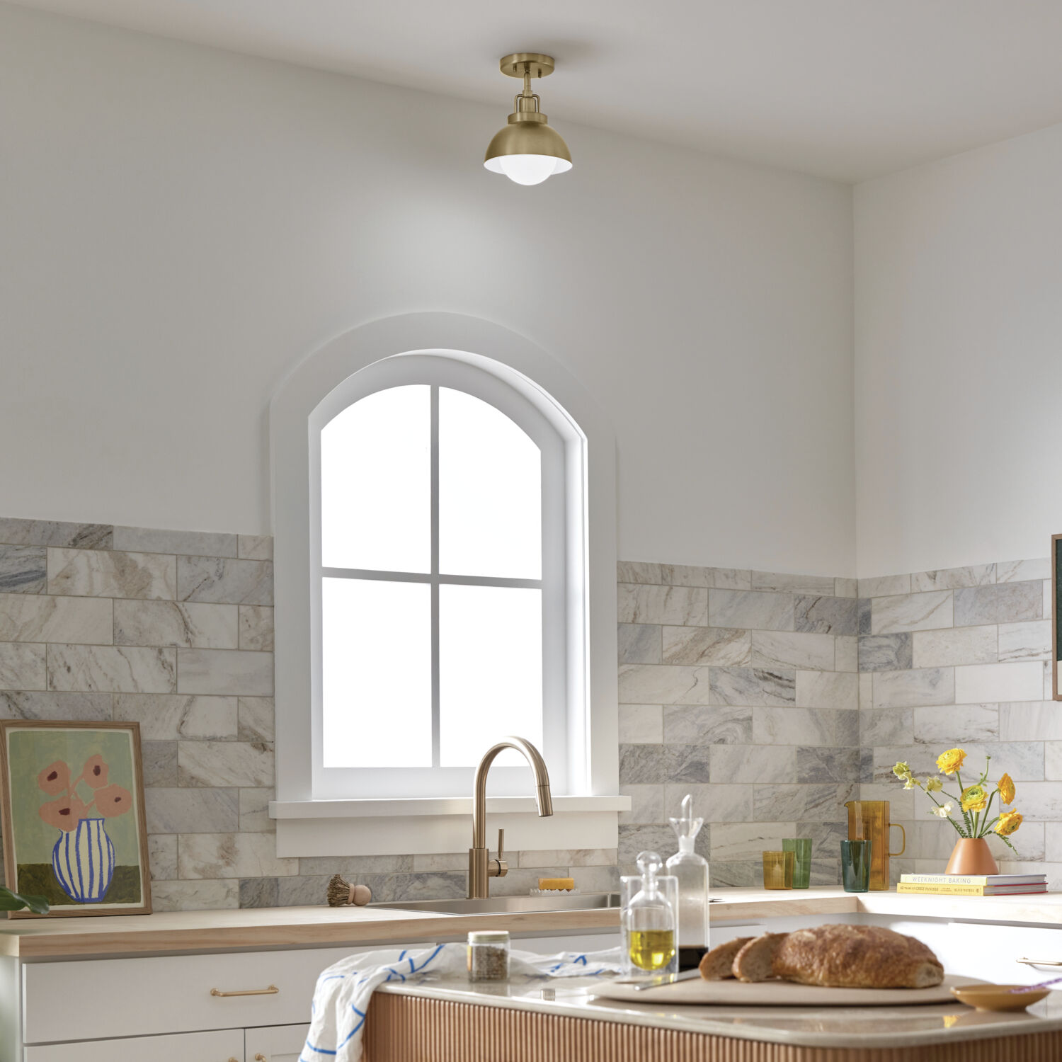 Semi flush light over kitchen sink deals