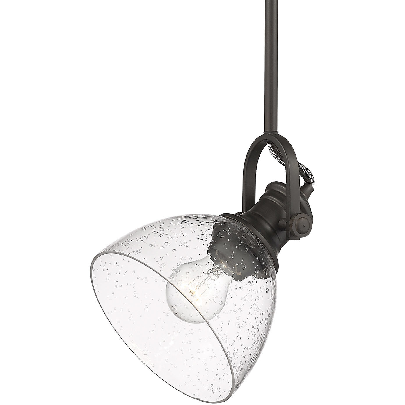 Yep Hines 1 Light 6.88 inch Rubbed Bronze Pendant Ceiling Light in Seeded Glass