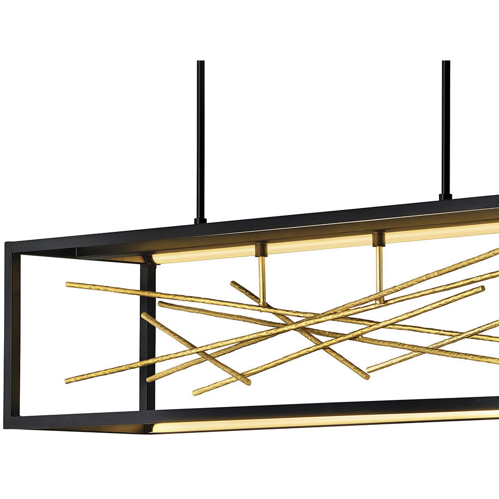 Styx LED 45 inch Black Chandelier Ceiling Light, Linear & Oval
