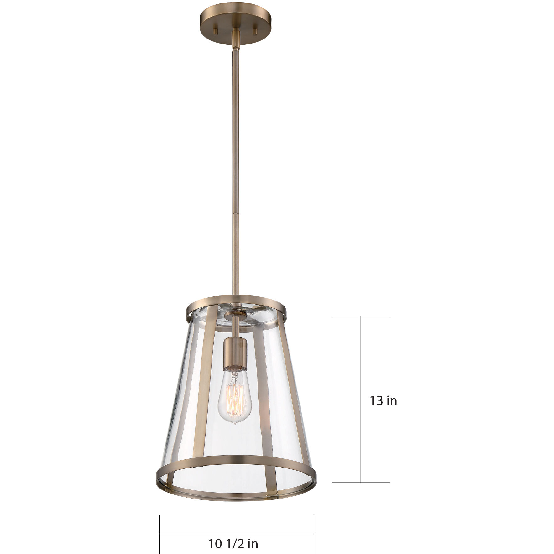 Bruge 1 Light 10.5 inch Burnished Brass and Clear Pendant Ceiling Light