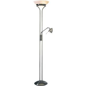 George's Reading Room 72.5 inch 10.00 watt Brushed Nickel Torchiere Portable Light, with Reading Lamp