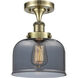 Bell 1 Light 7.75 inch Antique Brass Semi-Flush Mount Ceiling Light