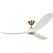 Maverick 60 inch Burnished Brass with Matte White Blades Ceiling Fan in Matte White and Burnished Brass