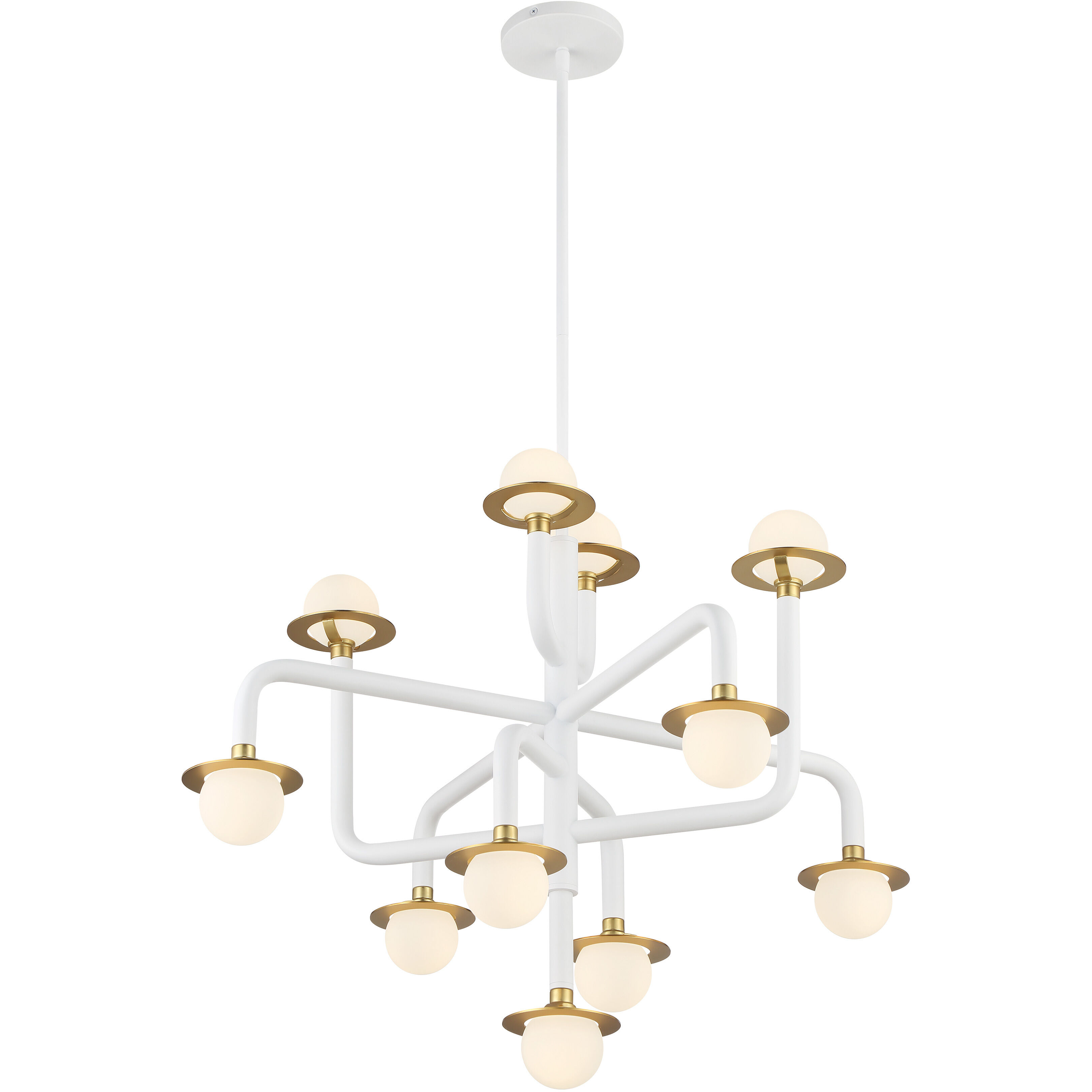Tubular LED 29.38 inch Matte White W/Honey Gold Chandelier Ceiling Light