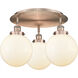 Canton 3 Light 19.75 inch Antique Copper Flush Mount Ceiling Light in Matte White