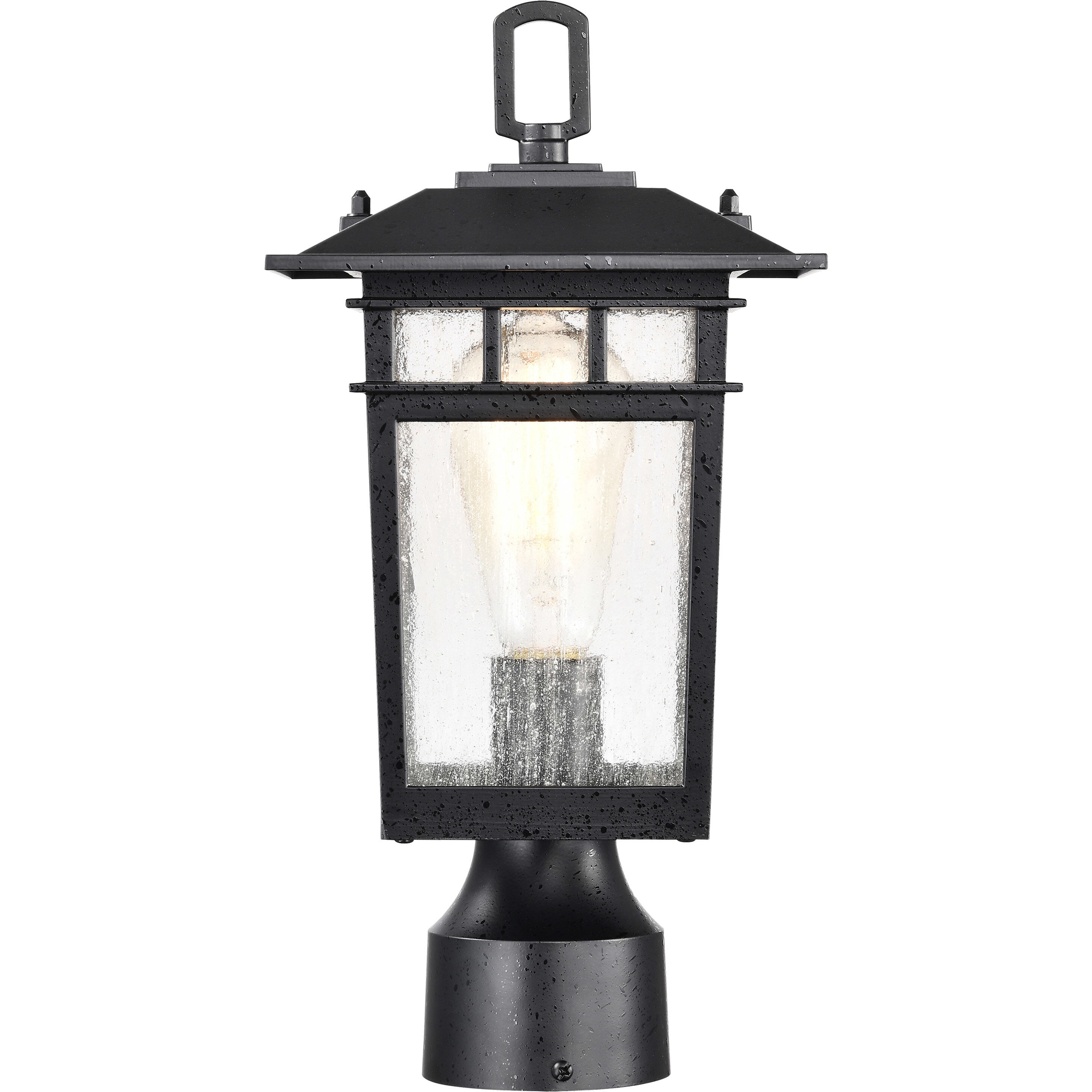 Cove Neck 14 inch Textured Black Post Lantern, Small