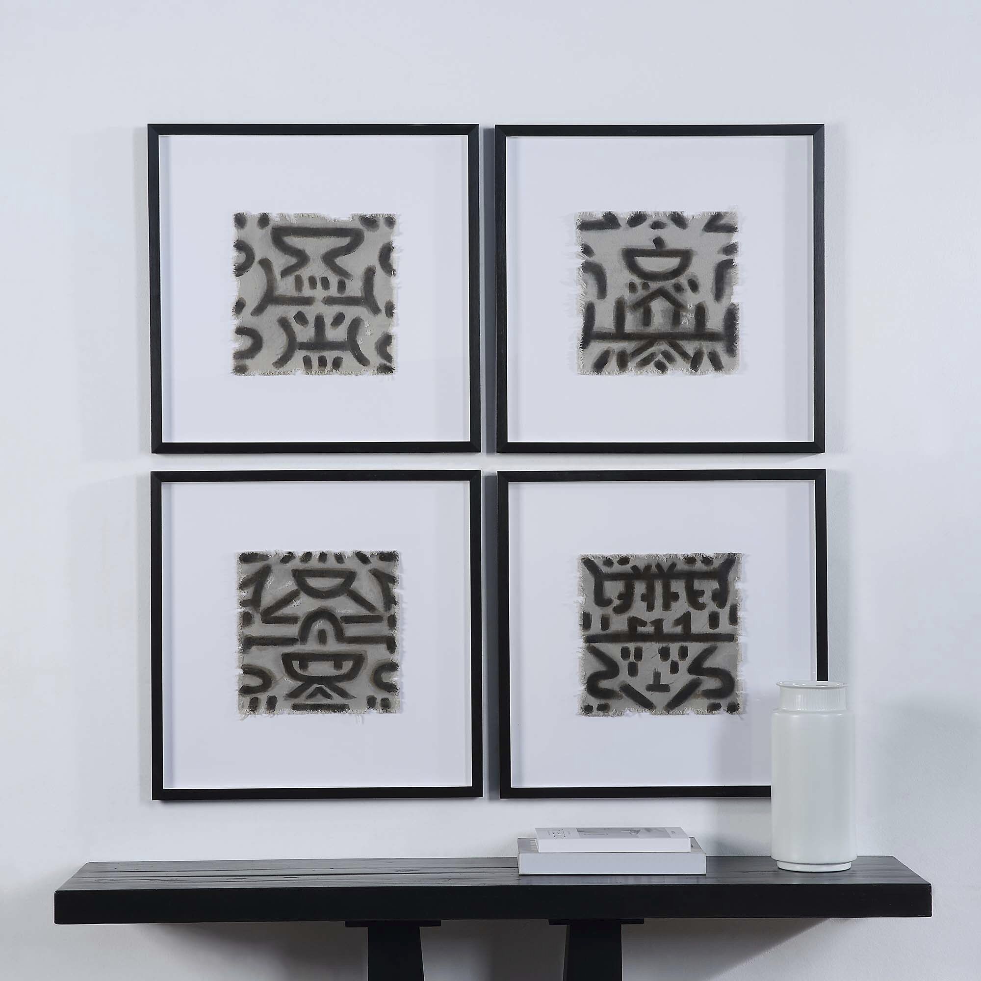 Ktir Off-White and Black Wall Art, Set of 4