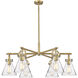 Newton Cone 6 Light 26 inch Brushed Brass Chandelier Ceiling Light in Clear Glass
