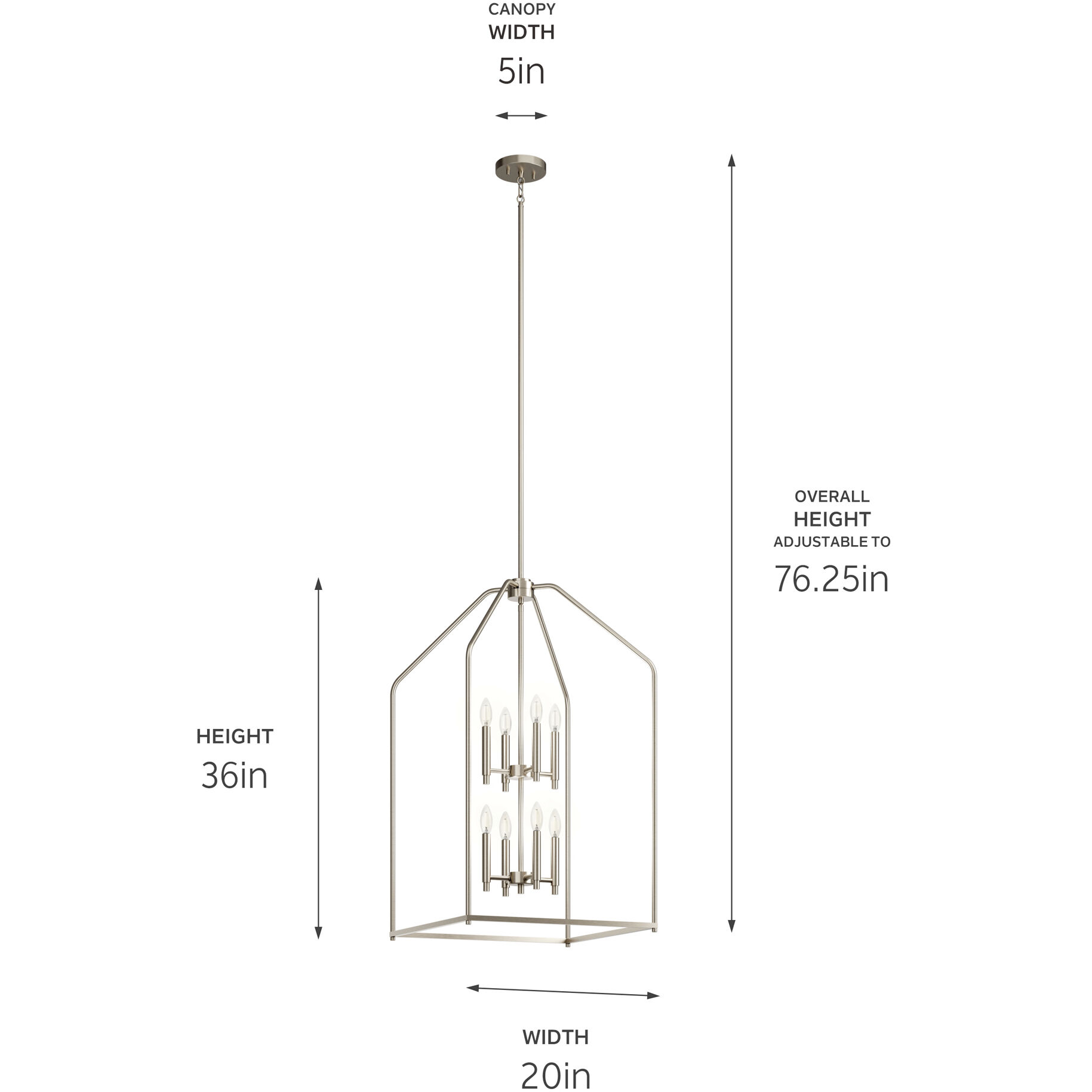 Madden 8 Light 20 inch Brushed Nickel Large Foyer Pendant Ceiling Light