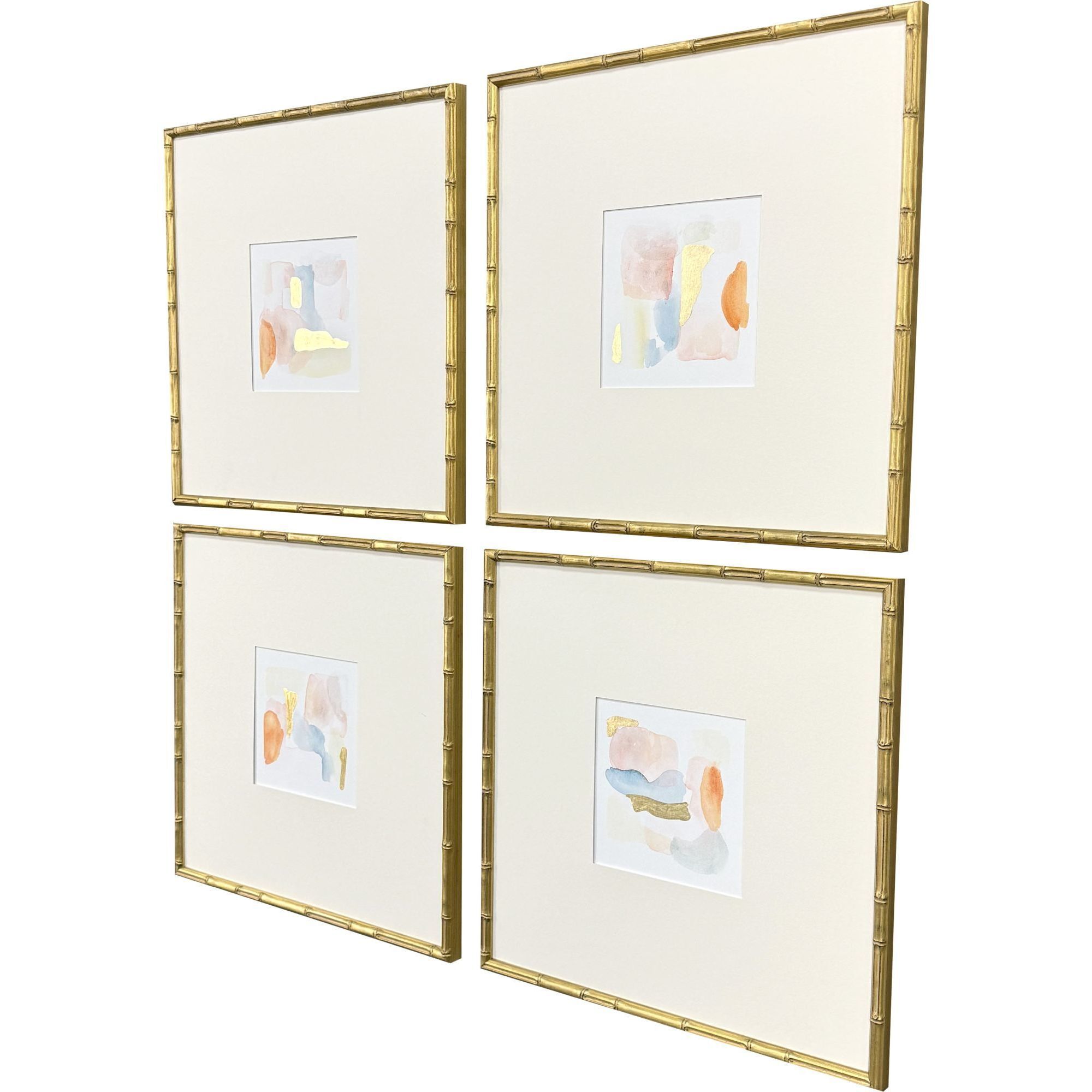 Like Clouds Orange and Metallic and Blue and Pink Framed Art