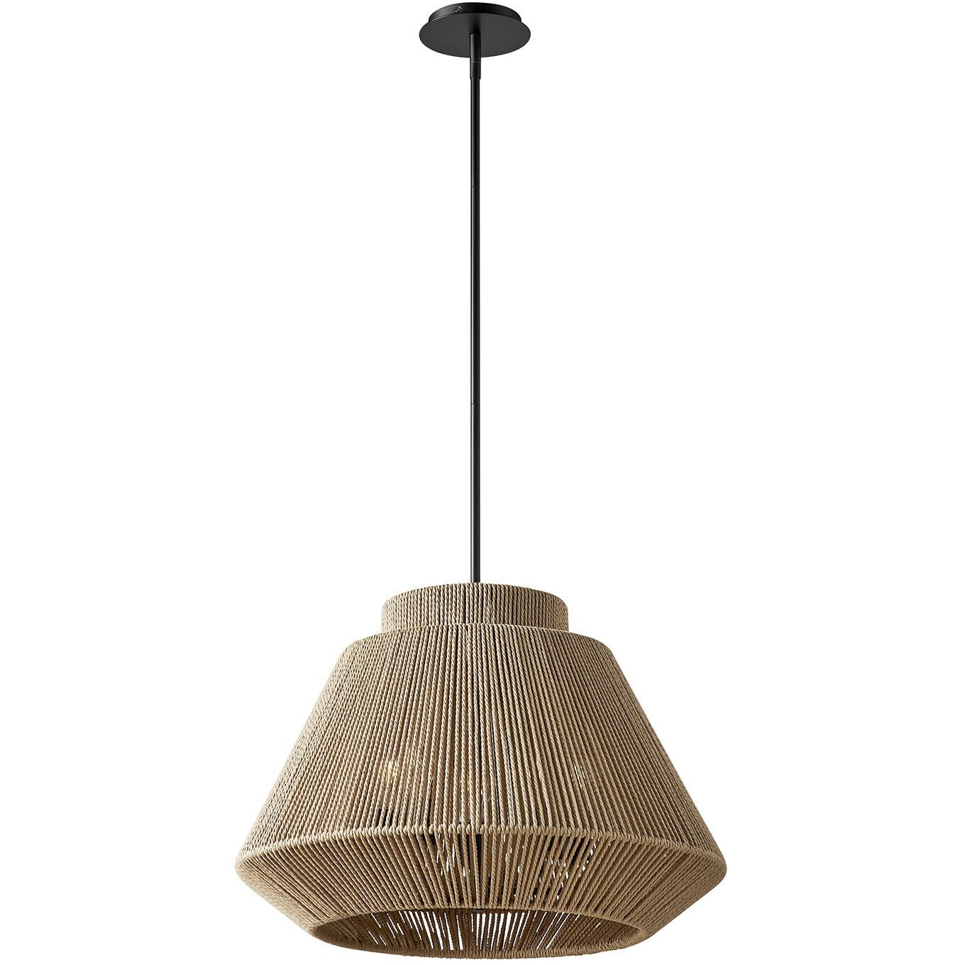 Eco LED 24 inch Matte Black Pendant Ceiling Light in Natural