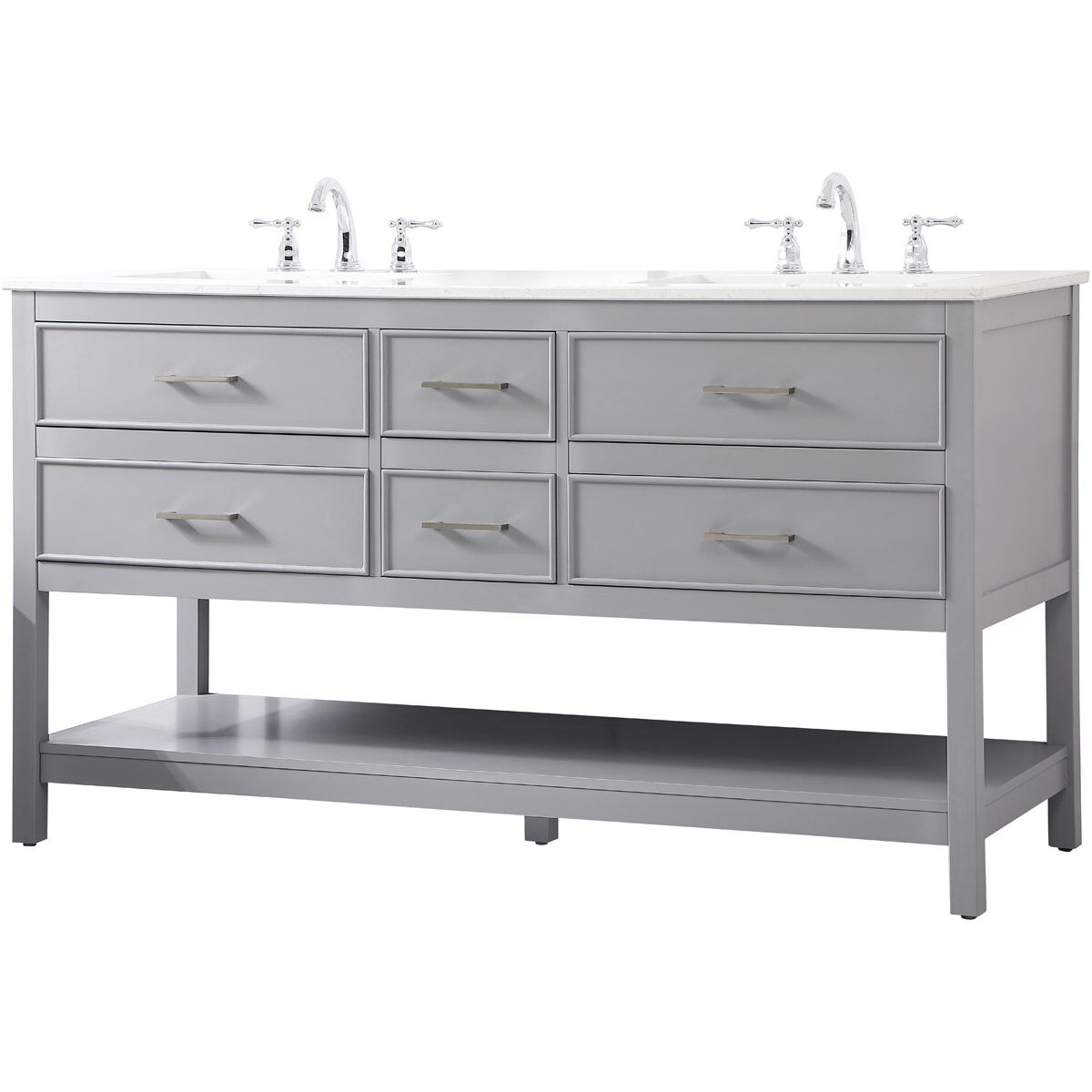 Sinclaire 60 X 22 X 34 inch Gray Vanity Sink Set