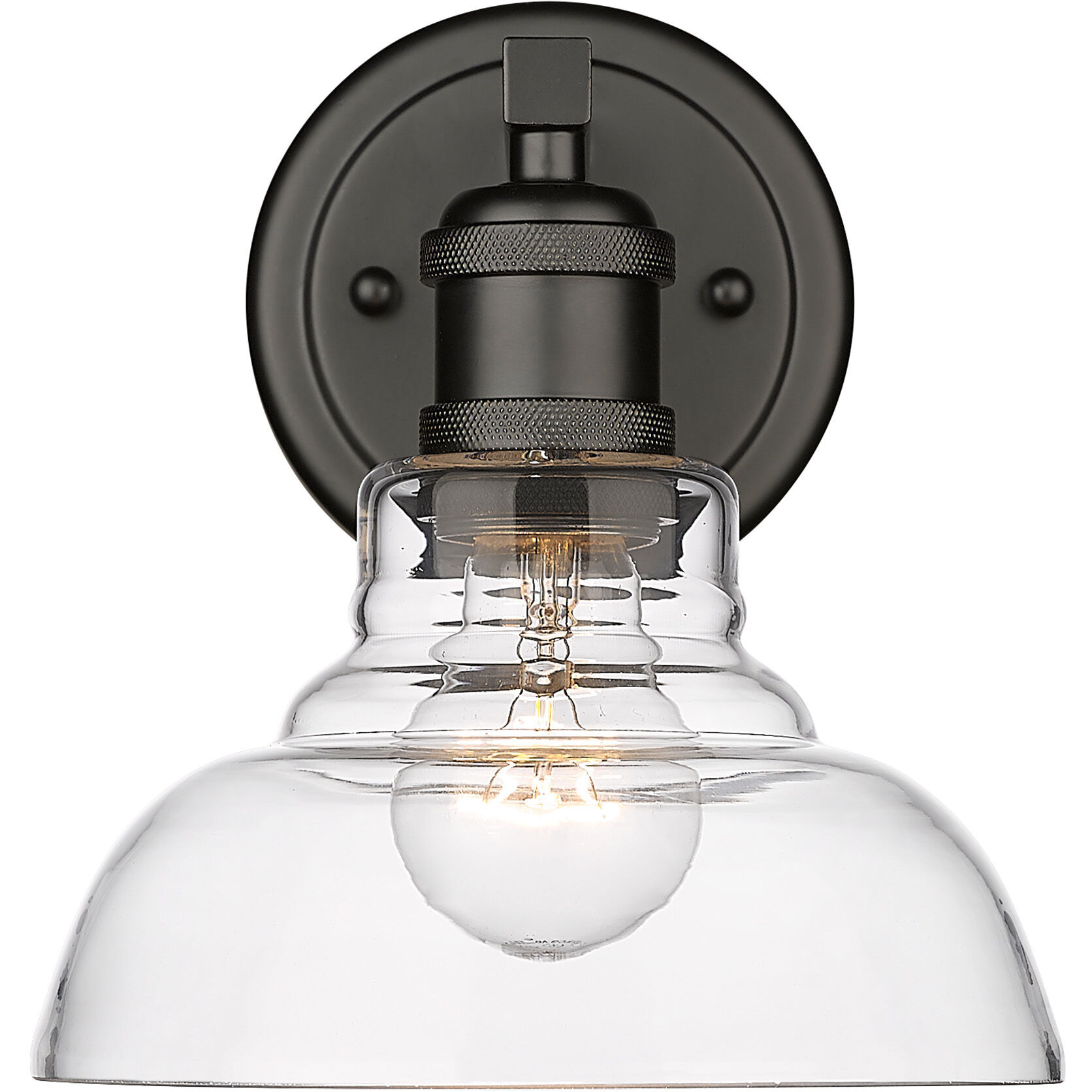 Yep Carver Vanity Wall Light in Matte Black, Clear Glass