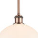 Ballston Large Athens LED 10 inch Antique Copper Pendant Ceiling Light in Matte White Glass, Ballston