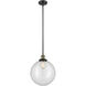 Franklin Restoration Beacon LED 12 inch Black Antique Brass Mini Pendant Ceiling Light in Clear, Franklin Restoration