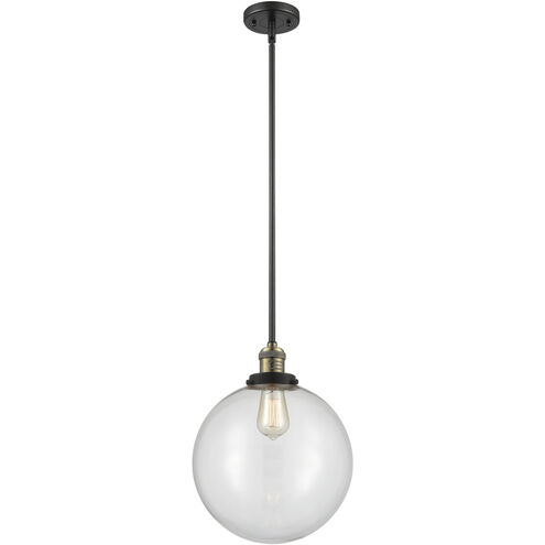 Franklin Restoration Beacon LED 12 inch Black Antique Brass Mini Pendant Ceiling Light in Clear, Franklin Restoration