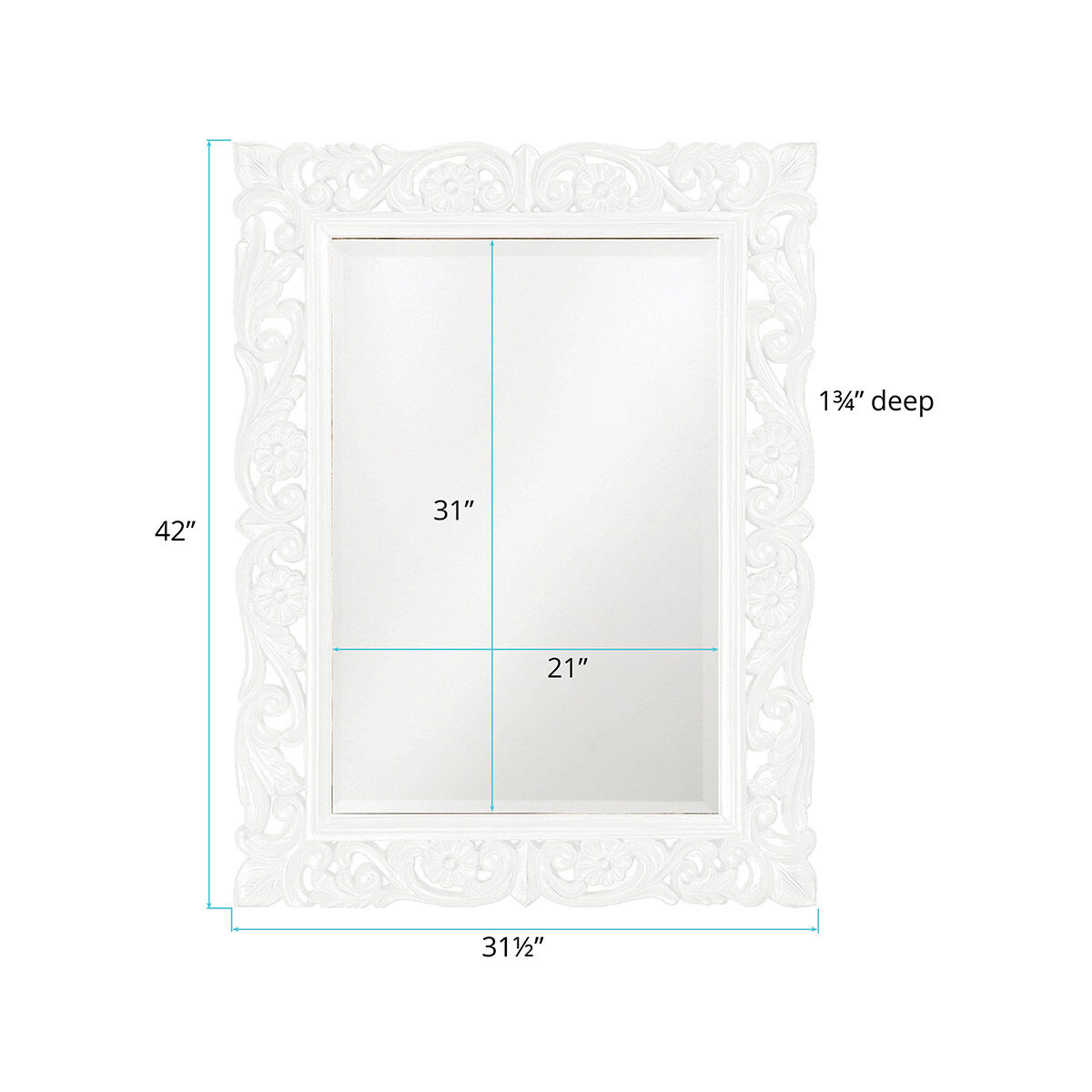 Chateau 42 X 31 inch Glossy White Wall Mirror