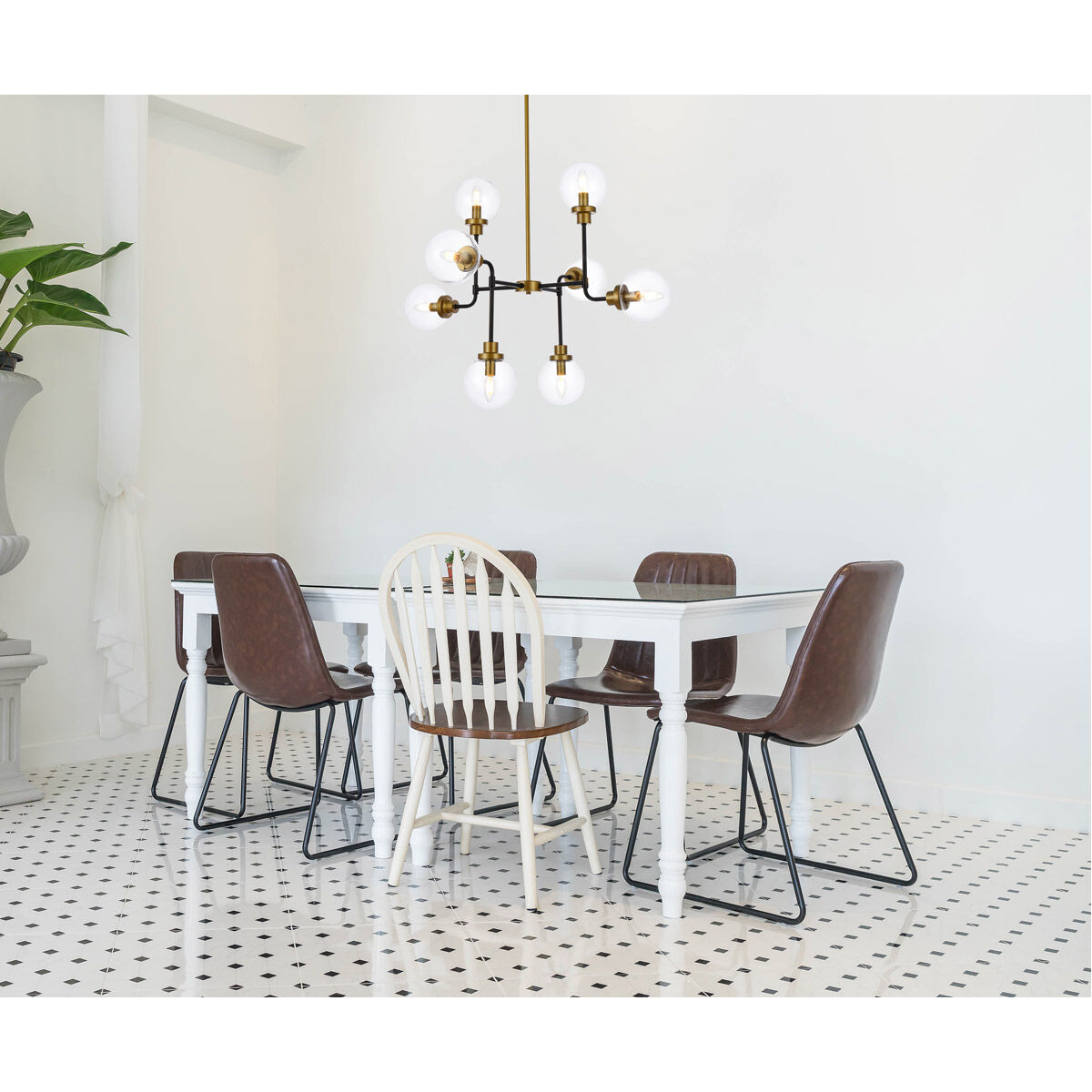 Hanson 8 Light 36 inch Black and Brass Pendant Ceiling Light in Brass and Black