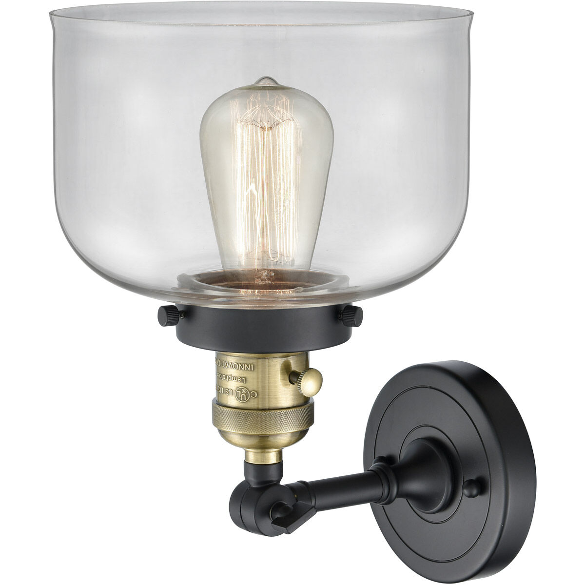Franklin Restoration Large Bell LED 8 inch Black Antique Brass Sconce Wall Light, Franklin Restoration