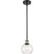 Ballston Athens 1 Light 6 inch Black Antique Brass Mini Pendant Ceiling Light in Seedy Glass