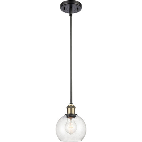 Ballston Athens 1 Light 6 inch Black Antique Brass Mini Pendant Ceiling Light in Seedy Glass