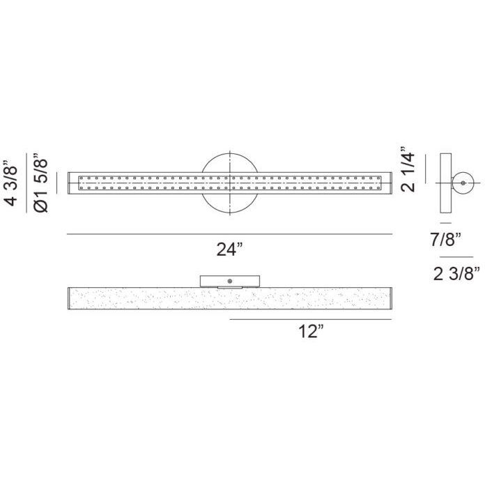 Bowie LED 24 inch Chrome Bath Vanity Light Wall Light