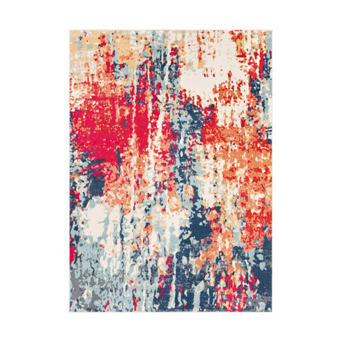 Bohemian 88 X 63 inch Bright Red/Navy/Saffron/Burnt Orange/Teal/Taupe Rugs, Rectangle