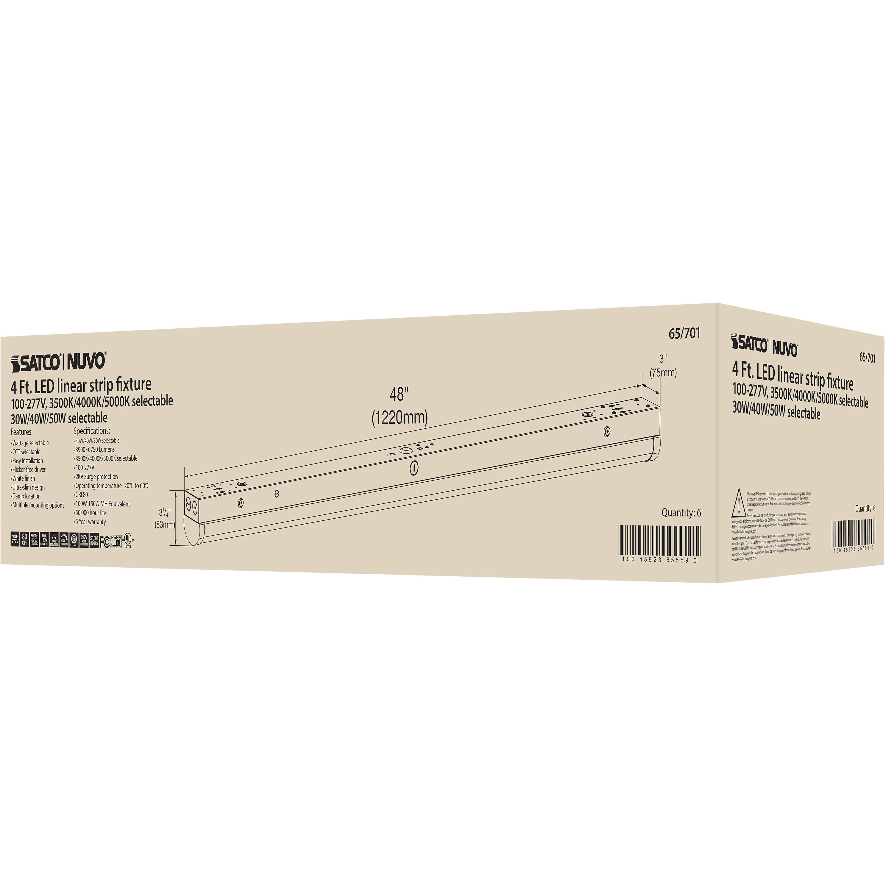 Brentwood LED 3 inch White Linear Strip Ceiling Light