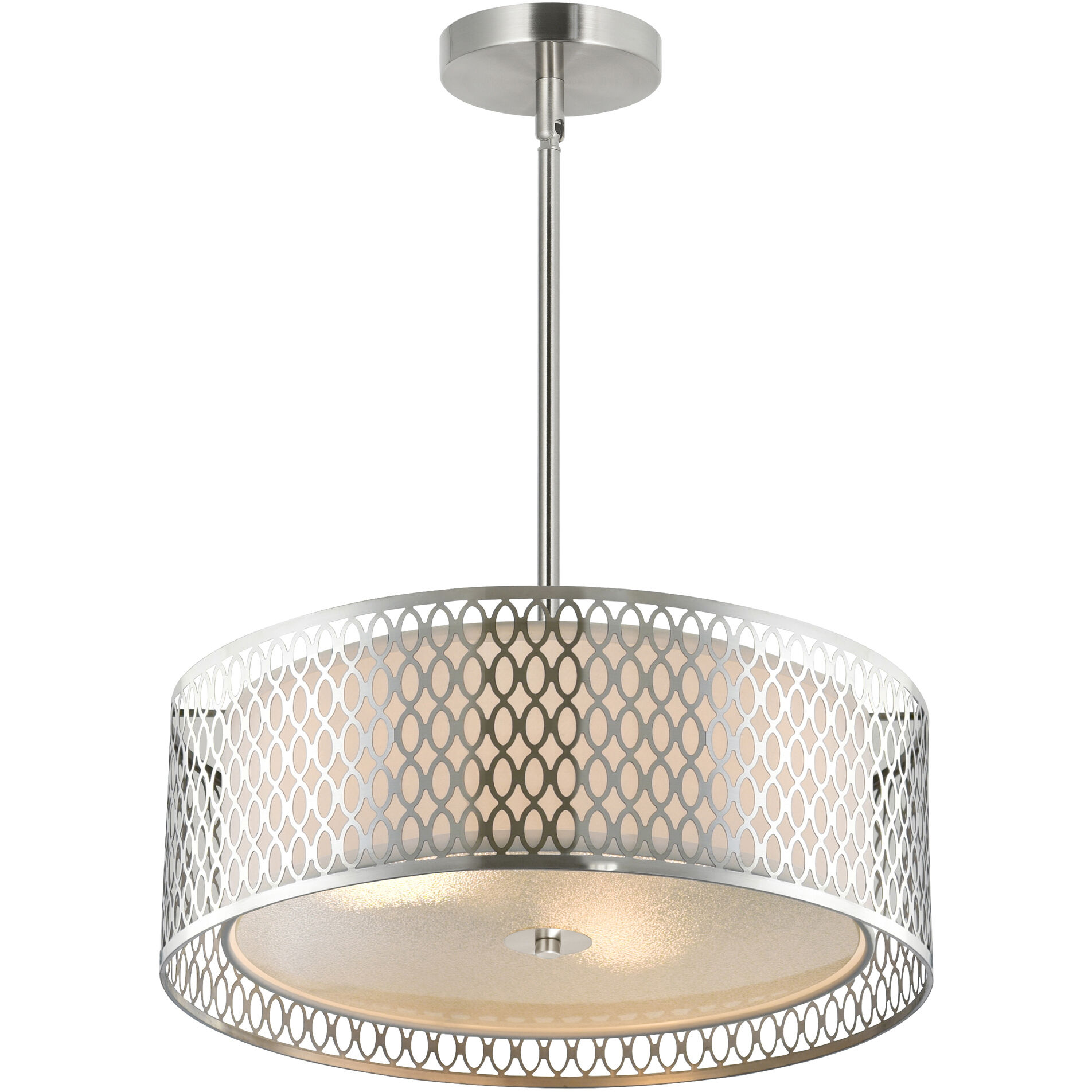 Mikayla 3 Light 17 inch Satin Nickel Drum Shade Chandelier Ceiling Light