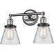 Franklin Restoration Small Cone 2 Light 16 inch Polished Nickel/Matte Black Bath Vanity Light Wall Light in Clear Glass